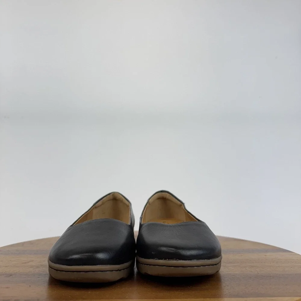 New Womens Earth Landen Black Leather Comfort Formal Ballet Flats Shoe Size 10 W